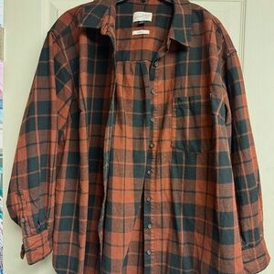 Universal Thread Rust and Black Plaid Oversized Button-Up Shirt